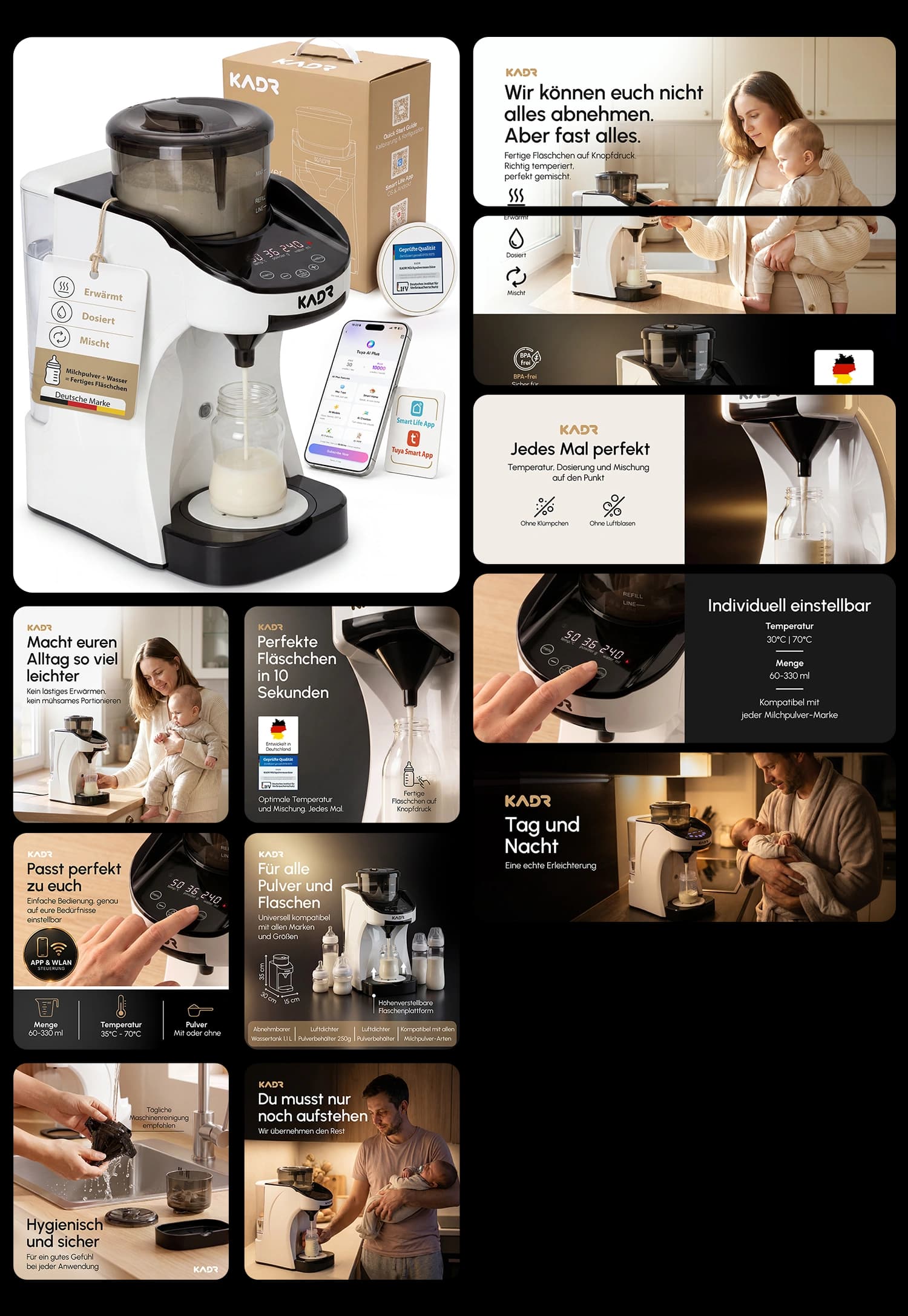 KADR automatischer Baby Flaschenzubereiter mit App-Steuerung und Temperaturregelung für Baby Milchpulver