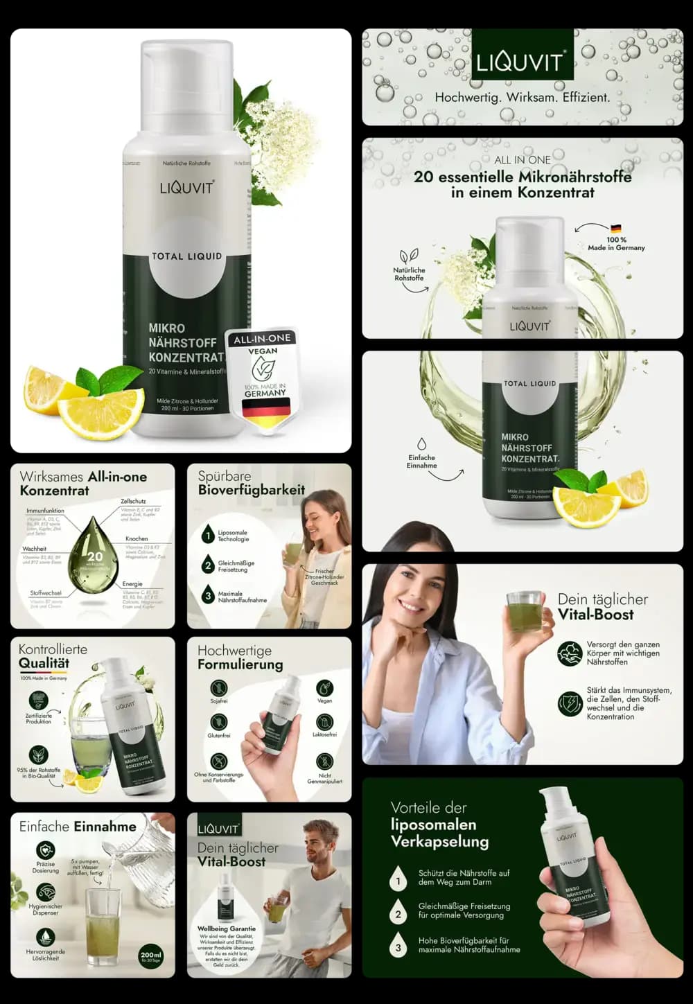LIQUIVIT Mikro Nährstoff Konzentrat, ein veganes All-in-One-Flüssigkonzentrat mit 20 essentiellen Mikronährstoffen für täglichen Vital-Boost.