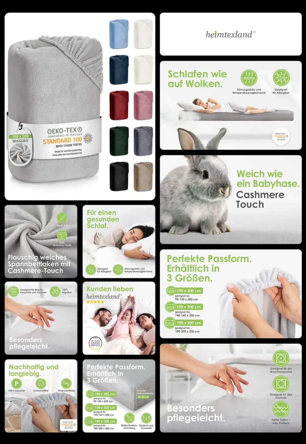 Spannbettlaken von heimtexland aus weichem Cashmere Touch, in verschiedenen Größen und Farben